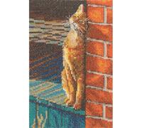 RTO Counted Cross Stitch Kit Ginger Cat Design M1073 Sunny Grumbler, with DMC Threads, 14ct Zweigart Aida Fabric, Digital Chart Included