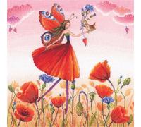 RTO Counted Cross Stitch kit Poppy Princess Butterfly M1002, 29x29 cm/11.4X 11.4