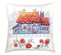 RTO CU051 Lodge in The Forest Cross Stitch Cushion, Cotton, Multi-Colour, 40 x 40 cm