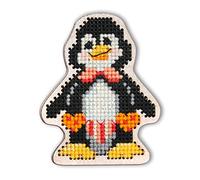 RTO EHW025 Funny Penguin Cross Stitch Kit on Wooden Board Cotton Multi-Coloured 5.4x6.8 cm