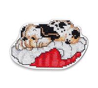 RTO EHW032 Dog Sleeping Cross Stitch Kit on Wooden Board Cotton Multi-Coloured 10 x 6.5 cm
