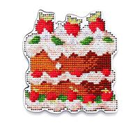 RTO EHW040 Carrot Cake Cross Stitch Kit on Wooden Board Cotton Multi-Coloured 8.4 x 9.1 cm