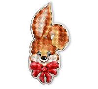 RTO EHW041 Rabbit Cross Stitch Kit on Wooden Board Cotton Multi-Coloured 5.5 x 10.9 cm