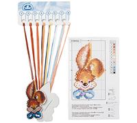 RTO EHW042 Rabbit Cross Stitch Kit on Wooden Board Cotton Multi-Coloured 5.7x10.1 cm