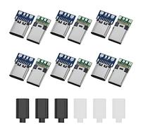 RtottiM 18 Pcs USB 3.1 Type C Male & Female Plug & Socket Connector USB3.1 C type PCB Board Welding Line USB 3.1C Interface Plug with Black and White Shell