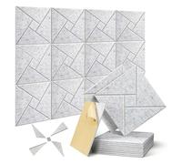 Rtppyakk 12 Pack Self Adhesive Acoustic Panels, 12 X 12 X 0.4Inch Sound Proof Acoustic Foam, for Home Studio Office (Silver Gray) Easy Install Easy to Use