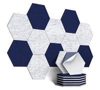 Rtppyakk 12Pack Self-Adhesive Sound Proof Foam Panels Hexagon Acoustic Panels for Home (Silver Grey+Dark Blue)