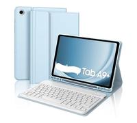 RTQAZWSXE Jiaxu Colorful Backlit Keyboard Protective Leather Case with Pen Slot Suitable for Samsung Galaxy Tab A9 Plus 11 inch SM-X210/X216/X218(Sky cloud blue+keyboard)