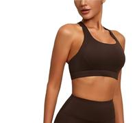 RTQAZWSXE YSJX Clothing, Double-Side Brocade Cross-Back Yoga Bra, Women High Elasticity Detachable Pads Sports Underwear(Coffee,56-58cm)