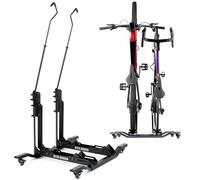 RTR BIKES Double Up Freestanding Vertical Bike Stand for 2 Bikes - Mobile Floor Rack on Wheels - Heavy Duty up to 60kg (2x30kg) for E-Bike & MTB - Space Saving 0.5sqm - No Drilling - Made in EU