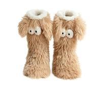 Rtrasang Slipper Socks, Novelty Socks, Cute Monster Fluffy Socks, House Socks, Warm Winter Bed Socks for Home Office, Funny Novelty Gifts for Christmas Birthdays (Brown)