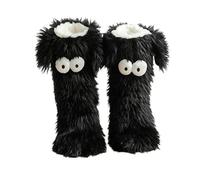 Rtrasang Slipper Socks, Novelty Socks, Cute Monster Fluffy Socks, House Socks with Non-Slip Sole, Warm Winter Bed Socks for Home Office, Funny Novelty Gifts for Christmas Birthdays (Black)