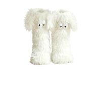 Rtrasang Slipper Socks, Novelty Socks, Cute Monster Fluffy Socks, House Socks with Non-Slip Sole, Warm Winter Bed Socks for Home Office, Funny Novelty Gifts for Christmas Birthdays (White)