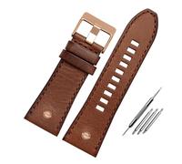 RTRCAGAKM 22mm 24 26mm Leather Bracelet Fit For Die-sel DZ7406 DZ7408 DZ4476 DZ4343 DZ4318 Watch Strap Watchband Wrist Band(15 Black -rose gold,26mm)