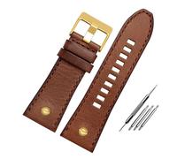 RTRCAGAKM 22mm 24 26mm Leather Bracelet Fit For Die-sel DZ7406 DZ7408 DZ4476 DZ4343 DZ4318 Watch Strap Watchband Wrist Band(15 Brown- Rose gold,24mm)