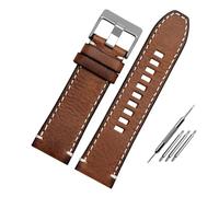 RTRCAGAKM 22mm 24 26mm Leather Bracelet Fit For Die-sel DZ7406 DZ7408 DZ4476 DZ4343 DZ4318 Watch Strap Watchband Wrist Band(15 Brown-silver,28mm)
