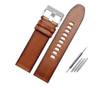RTRCAGAKM 22mm 24 26mm Leather Bracelet Fit For Die-sel DZ7406 DZ7408 DZ4476 DZ4343 DZ4318 Watch Strap Watchband Wrist Band(1514 Brown-silver,28mm)