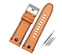 RTRCAGAKM 22mm 24 26mm Leather Bracelet Fit For Die-sel DZ7406 DZ7408 DZ4476 DZ4343 DZ4318 Watch Strap Watchband Wrist Band(Rivet Brown-silver,22mm)