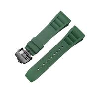 RTRCAGAKM 25mm-20mm Rubber Watchband Fit For Richard Fit For Mille RM011 Series Bracelet Screw Style Men Watch Strap(Green-black)