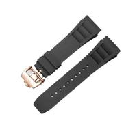 RTRCAGAKM 25mm-20mm Rubber Watchband Fit For Richard Fit For Mille RM011 Series Bracelet Screw Style Men Watch Strap(Black-rosegold)