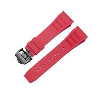 RTRCAGAKM 25mm-20mm Rubber Watchband Fit For Richard Fit For Mille RM011 Series Bracelet Screw Style Men Watch Strap(Red-black)