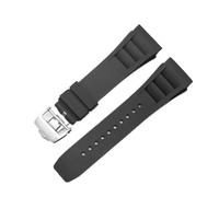 RTRCAGAKM 25mm-20mm Rubber Watchband Fit For Richard Fit For Mille RM011 Series Bracelet Screw Style Men Watch Strap(Black-silver)