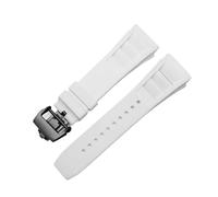 RTRCAGAKM 25mm-20mm Rubber Watchband Fit For Richard Fit For Mille RM011 Series Bracelet Screw Style Men Watch Strap(White-black)