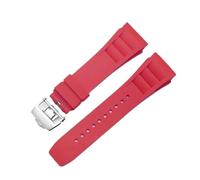RTRCAGAKM 25mm-20mm Rubber Watchband Fit For Richard Fit For Mille RM011 Series Bracelet Screw Style Men Watch Strap(Red-silver)
