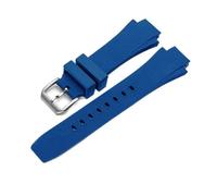 RTRCAGAKM 26x16mm Watch Band Fit For IWC Aquatimer Replacement Strap IW354807 Bracelet For Men Black Silionce Rubber(Blue Silver)