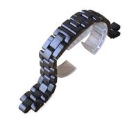 RTRCAGAKM Convex Watchband Ceramic Black White Watch Special Bracelet Bands 16mm 19mm Strap Solid Links Folding Buckle men(Black,19mm)