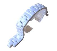 RTRCAGAKM Convex Watchband Ceramic Black White Watch Special Bracelet Bands 16mm 19mm Strap Solid Links Folding Buckle men(White,16mm)
