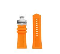 RTRCAGAKM Fit For Seven On Friday Silicone Watchband P2 M1 M2 Q2 Metal Butterfly Buckle Soft Sports Rubber Strap 26mm 28mm Large Size Men Band(Orange silverFolding,Width 28mm)