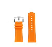RTRCAGAKM Fit For Seven On Friday Silicone Watchband P2 M1 M2 Q2 Metal Butterfly Buckle Soft Sports Rubber Strap 26mm 28mm Large Size Men Band(Orange B silver pin,Width 28mm)