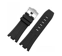 RTRCAGAKM Silicone Watchband Fit For AP Fit For Royal Oak Offshore 26400 Watch Strap 28MM(Black-silver)