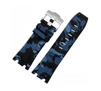RTRCAGAKM Silicone Watchband Fit For AP Fit For Royal Oak Offshore 26400 Watch Strap 28MM(Camo blue-silver)