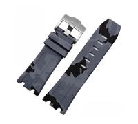 RTRCAGAKM Silicone Watchband Fit For AP Fit For Royal Oak Offshore 26400 Watch Strap 28MM(Camo grey-silver)