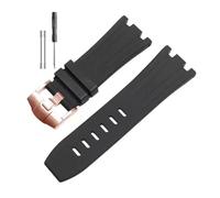 RTRCAGAKM Silicone Watchband Fit For Audemars Fit For Piguet Fit For Royal Oak 15703 Series 28mm(Black-Rose-K14,28x20mm)