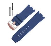 RTRCAGAKM Silicone Watchband Fit For Audemars Fit For Piguet Fit For Royal Oak 15703 Series 28mm(Blue-Rose-K14,28x20mm)