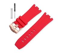 RTRCAGAKM Silicone Watchband Fit For Audemars Fit For Piguet Fit For Royal Oak 15703 Series 28mm(Red-Rose-K14,28x24mm)
