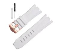 RTRCAGAKM Silicone Watchband Fit For Audemars Fit For Piguet Fit For Royal Oak 15703 Series 28mm(White-Rose-K14,28x20mm)