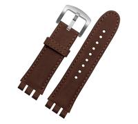 RTRCAGAKM Watch Band Leather Fit For Swatch Fit For IRONY YOS440 449 448 401G Large Size Series Bracelet Strap Men 23mm(Brown-silver-B)