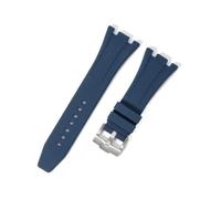 RTRCAGAKM Watch Strap Fit For Audemars Fit For Piguet Fit For Royal Oak 15400/15510/15703 Rubber Bracelet(Blue Sliver clasp,28mm)