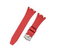 RTRCAGAKM Watch Strap Fit For Audemars Fit For Piguet Fit For Royal Oak 15400/15510/15703 Rubber Bracelet(Red Sliver clasp,26 27mm)
