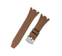 RTRCAGAKM Watch Strap Fit For Audemars Fit For Piguet Fit For Royal Oak 15400/15510/15703 Rubber Bracelet(Brown Sliver clasp,26 27mm)
