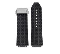 RTRCAGAKM Watchband Fit For HUBLOT Fit For BIG Fit For BANG Silicone 25 * 17mm 26 * 19mm Waterproof Men's Watch Strap Chain Watch Rubber Bracelet Wristband(K Black-silver,26-19mm)
