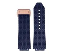 RTRCAGAKM Watchband Fit For HUBLOT Fit For BIG Fit For BANG Silicone 25 * 17mm 26 * 19mm Waterproof Men's Watch Strap Chain Watch Rubber Bracelet Wristband(K Blue-rosegold,25-17mm)