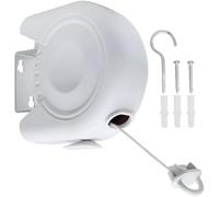 RTS Retractable Washing Line12M - Heavy Duty Extendable Washing Line - Wall Mount Single Cabel Portable Drying Clothes Line, Ideal for Indoor Outdoor Laundry - White