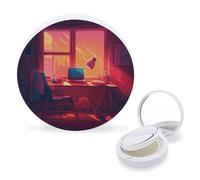 RTSEBVN Air Cushion Makeup Sponges Case Portable Anime Style Room Printing Air Cushion Puff Box Refillable Body Powder Puff Container for Homemade Liquid Foundation BB Cream, style, One Size, Air