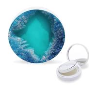 RTSEBVN Air Cushion Makeup Sponges Case Portable Bright Aqua Blue Turquoise Printing Air Cushion Puff Box Refillable Body Powder Puff Container for Homemade Liquid Foundation BB Cream, style, One Size