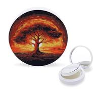 RTSEBVN Air Cushion Makeup Sponges Case Portable Burning Tree of Life Printing Air Cushion Puff Box Refillable Body Powder Puff Container for Homemade Liquid Foundation BB Cream, style, One Size, Air